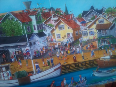 Målad av Fru Rippe, lägg märke till det gula huset högst upp till höger om vattentornet!